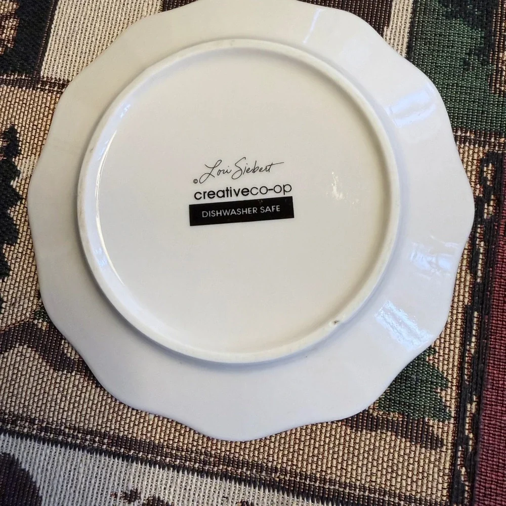 Lori Siebert Creative Co-Op Folk Art Bird Mug Covered Tea Cup Saucer Lid Heart